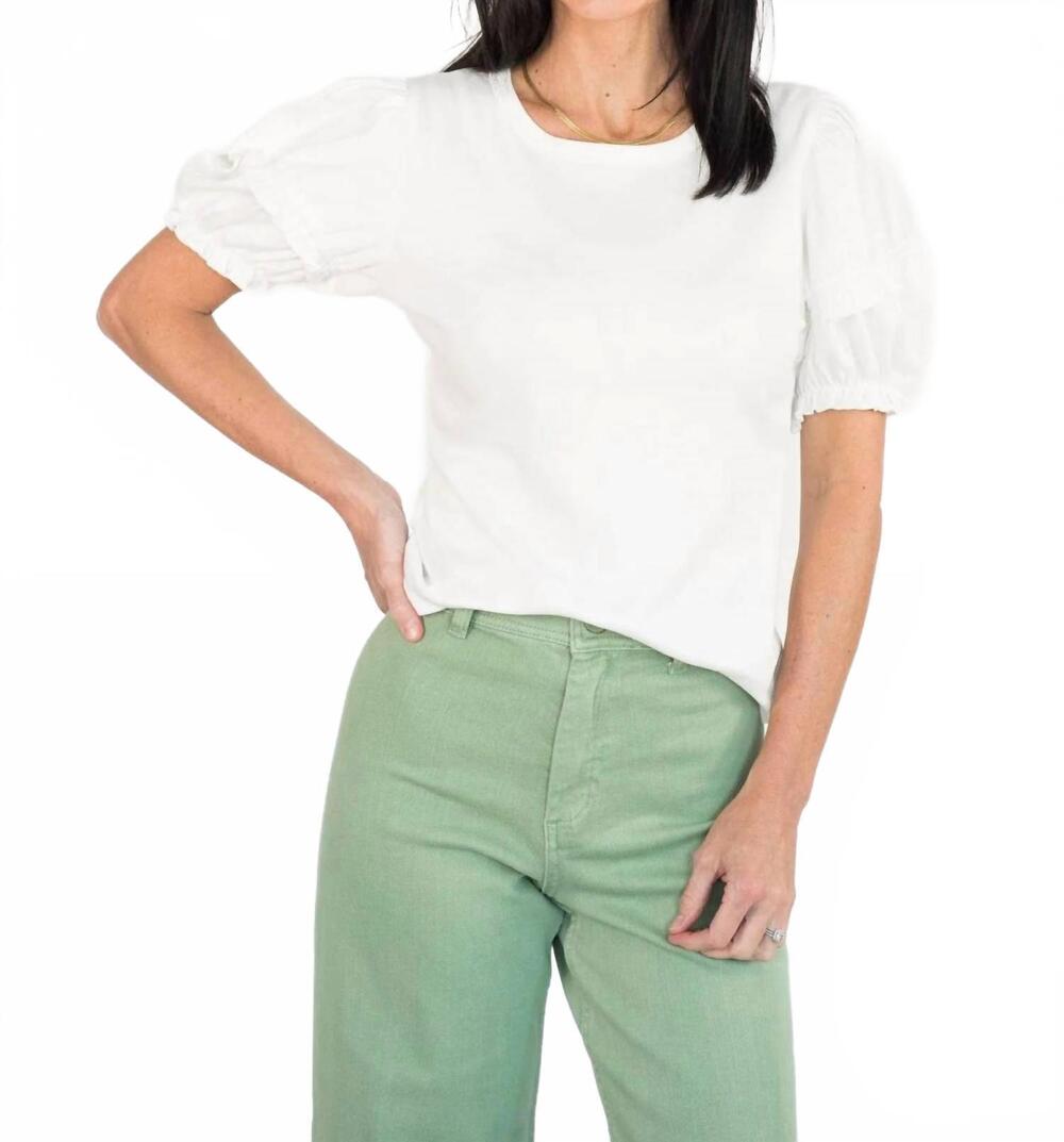 NEW POLAGRAM lesly short ruffled sleeves top in ivory